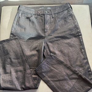 Old Navy Shimmer Rose Gold & Black Slim Straight Jeans